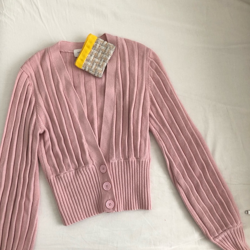 Wilfred Pink Ribbed V-Neck Cardigan